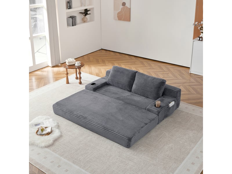  Canapé convertible, canapé-lit, 2 en 1, pour salon, chambre, en velours tricoté, pour intérieur, porte-gobelets  - Conforama A
