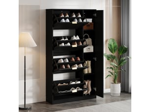 Meuble à chaussures 16 paire(s)  <strong>CHICFURN</strong>  <strong></strong> coloris noir