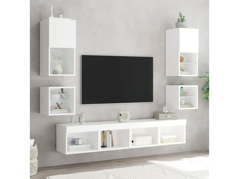  Meuble tv - banc tv - meuble de rangement mural avec lumières led blanc 30x28,5x30 cm  - Conforama E
