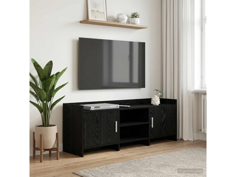  Meuble tv - banc tv - meuble de rangement 130 x 33 x 47 cm chêne noir bois d'ingénierie  - Conforama B