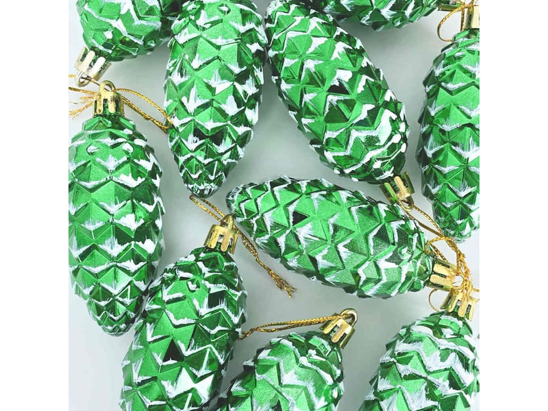  Boule de pomme de pin de noël 40 pcs vert 4 x 9 cm plastique  - Conforama E