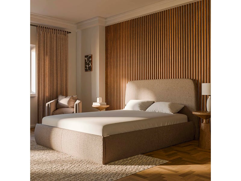 Lit coffre éra taupe - 180x200cm - velours côtelé Éra - Conforama B