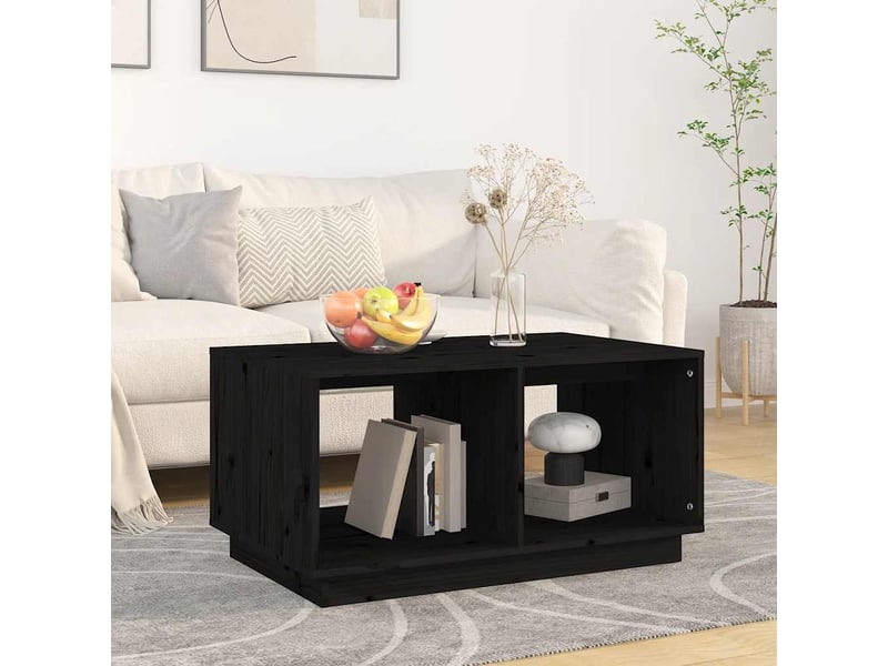  Table basse | table de salon noir 80x50x40 cm bois massif de pin shl4479  - Conforama B