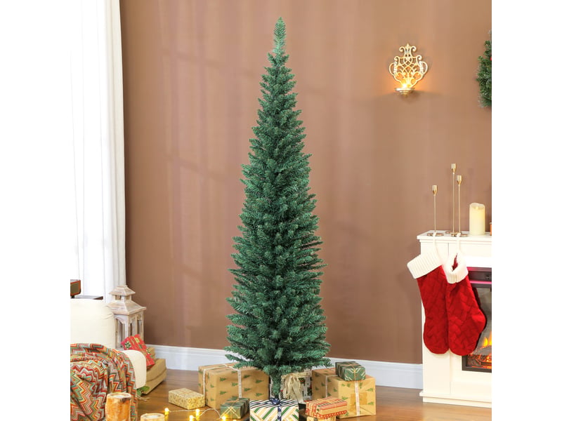  Sapin de noël artificiel 180 cm, arbre de noël slim, 321 pointes, pour maison bureau, facile à monter et ranger, vert  - Conforama D