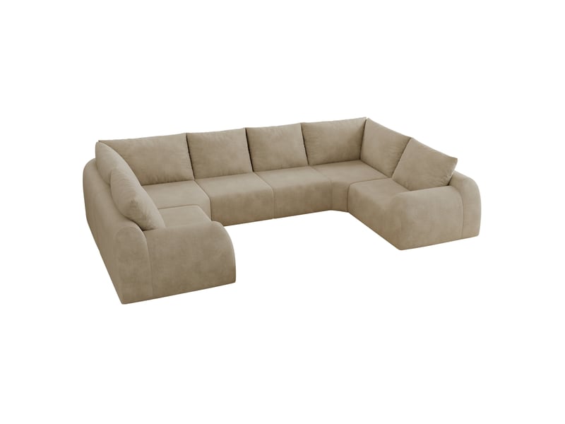  Canapé panoramique en u 6 places avec mousse haute élasticité, sans montage, en chenille kaki 344 × 200 × 85 cm  - Conforama A