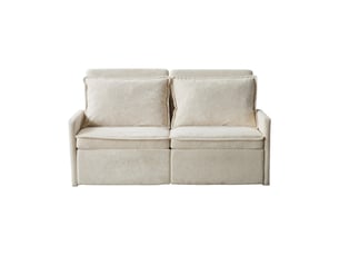 Canapé convertible 3-en-1 à dossier réglable avec rangements - ports usb-c, chenille - beige