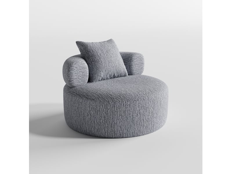 Fauteuil relax rond 100x100x65 cm en chenille gris avec coussin - Conforama A