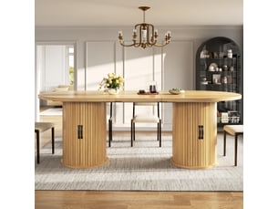 Table à manger extensible 150-190 cm avec rangement caché, table de cuisine multifonction gain de place, structure métal - marron naturel