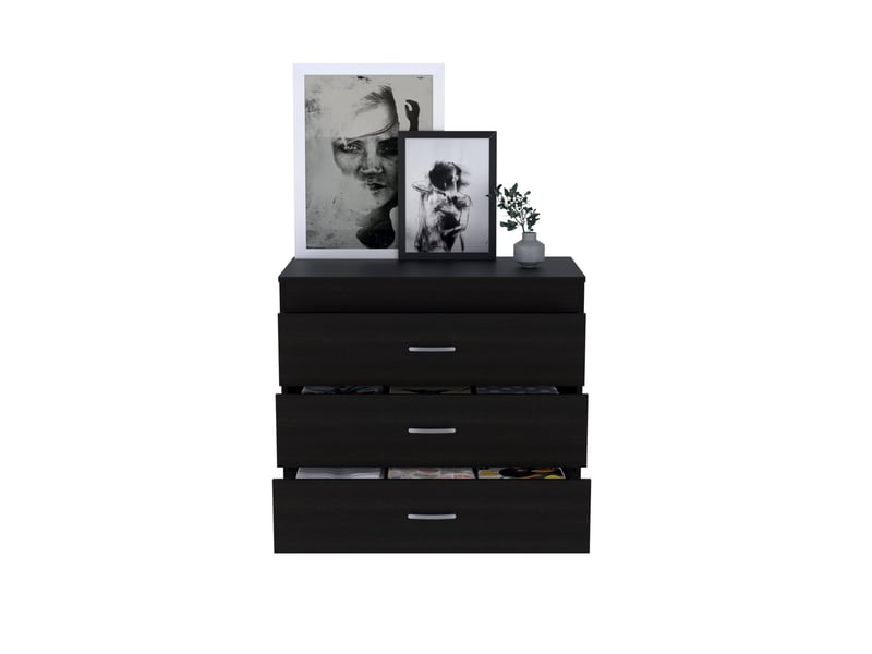  Commode melia de 80 cm avec 3 tiroirs, wengé  - Conforama C