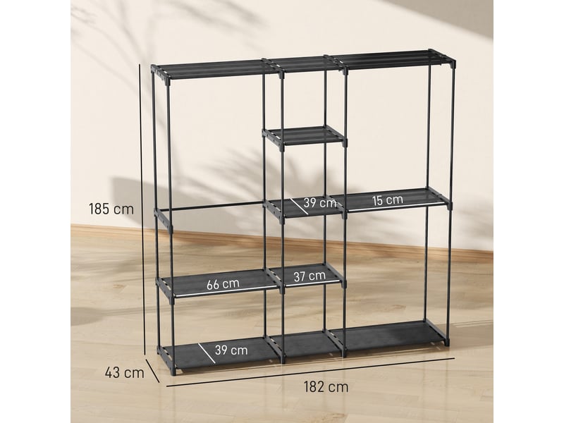  Armoire de rangement, penderie en tissu avec barre de suspension et étagères, 182 x 43 x 185 cm, noir  - Conforama D