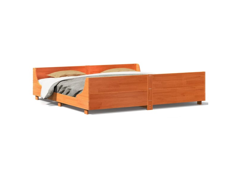  Lit double- lit adulte -  cadre de lit sans matelas  marron 180x200cm bois pin massif  - Conforama A