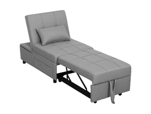 Fauteuil convertible 4 en 1 avec roulettes tissu gris clair 65,5 x 104 x 81 cm