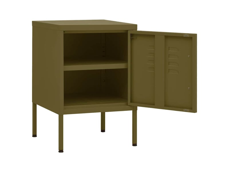 Lot de 2 tables de chevet - cabinet de chevet - table de nuit vert olive 35x35x51 cm acier  - Conforama E