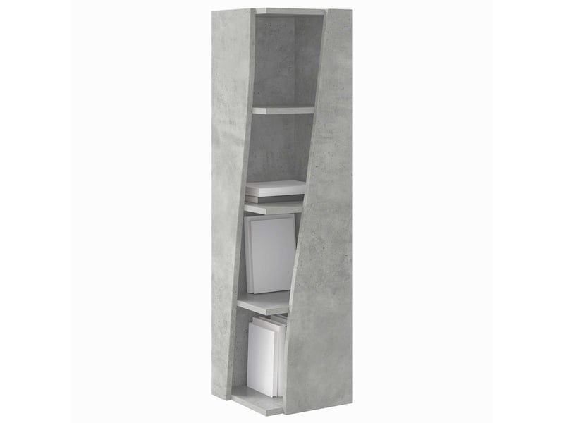  Meuble d'angle, meuble de rangement salon 27,5x27x102cm bois d'ingénierie gris béton  - Conforama C