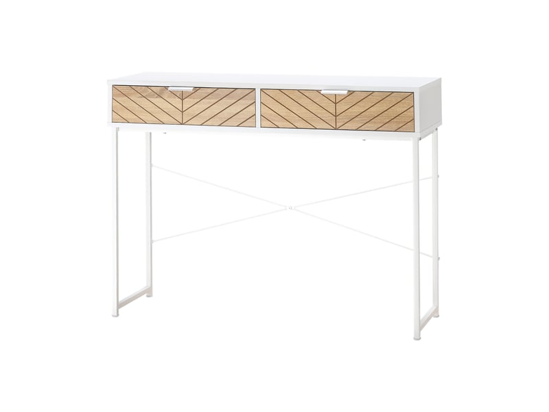  Console moderne pour entrée et salon avec 2 tiroirs en métal 100 x 30 x 75 cm - blanche  - Conforama A