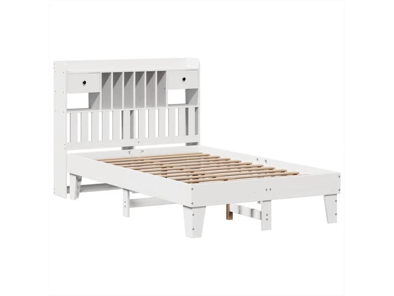 Lit double- lit adulte -  cadre de lit sans matelas blanc 135x190 cm bois de pin massif  - Conforama B