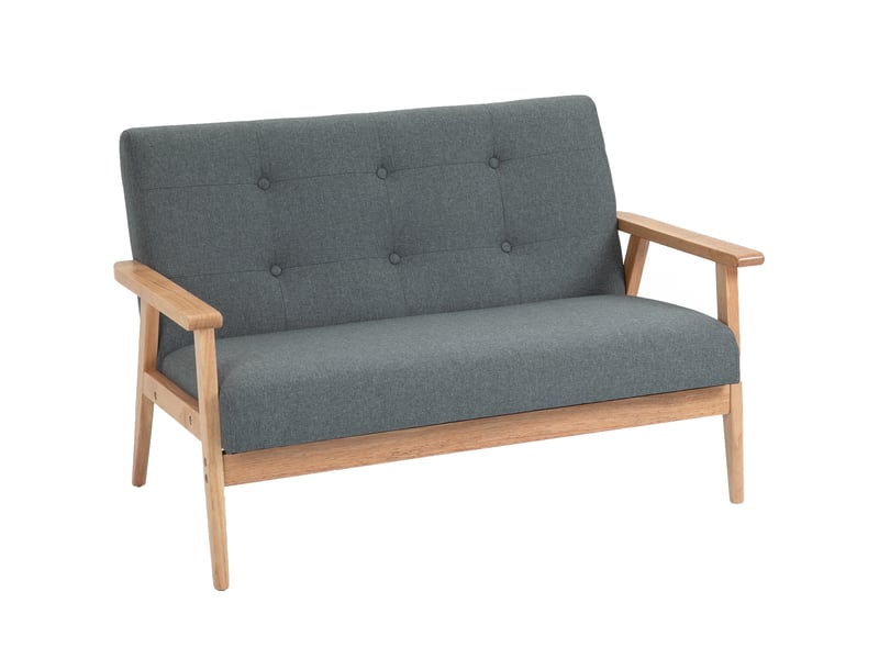  Canapé 2 places 115x66,5x73 cm gris foncé en tissu, structure en bois, style scandinave compact  - Conforama A