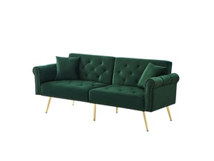 Canapé droit convertible 2 places Velours vert