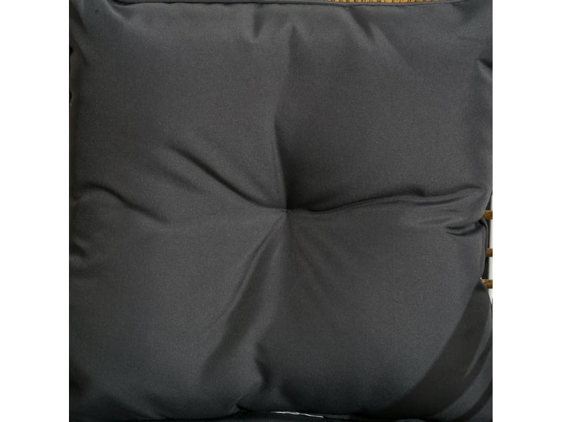 Salon de jardin 3 pièces, fauteuils 62x65x78 cm, acier et rotin pe sable gris foncé, avec coussins - Conforama E