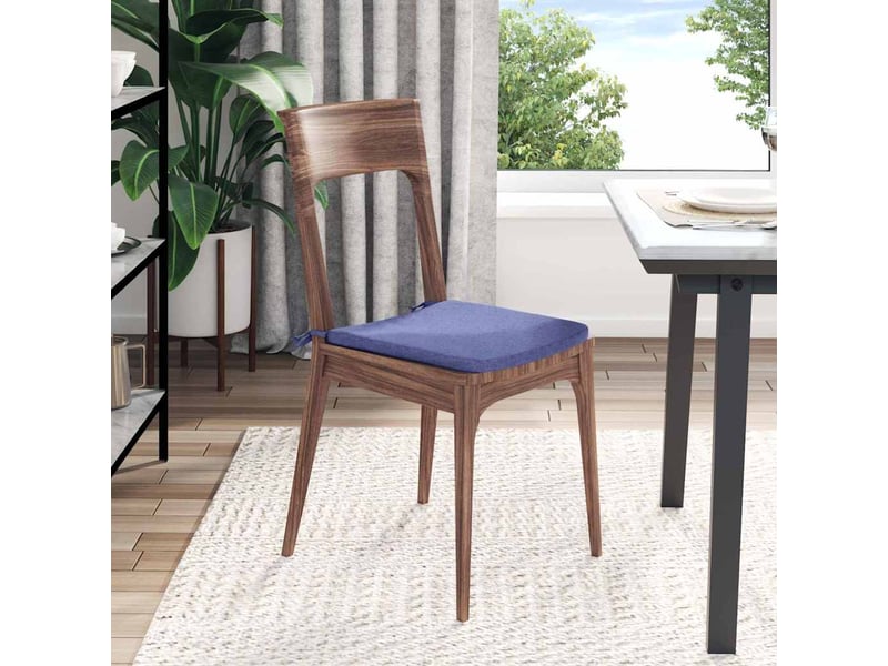  Lot de 4 coussins de siège, coussins décoratifs tissu bleu denim 40 x 40 x 3 cm cf59957  - Conforama D