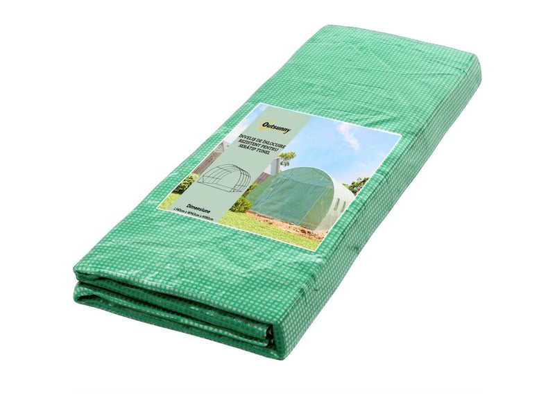  Bâche de remplacement pour serre 400 x 300 x 200 cm – vert – fenêtres enroulables et porte zippée – ventilation réglable  - Conforama A