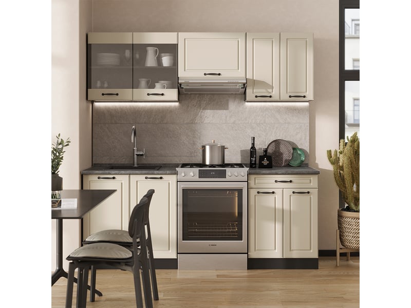  Vicco cuisine, sable campagneanthracite, 200cm sans plan de travail  - Conforama C