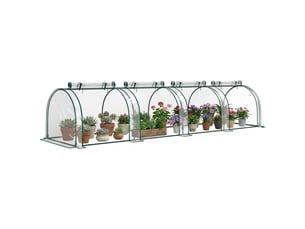 Mini serre de jardin serre à tomates 4l x 1l x 0,80h m acier pvc anti-uv 4 fenêtres zip enroulables vert et transparent