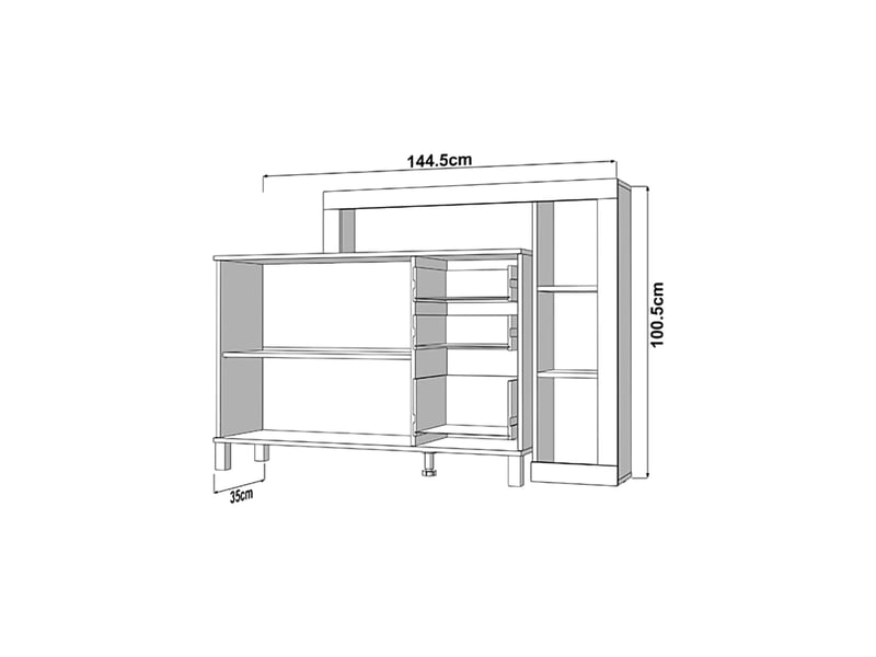  Buffet valiza, commode 3 tiroirs, 145x35x101h cm blanc Valiza - Conforama D