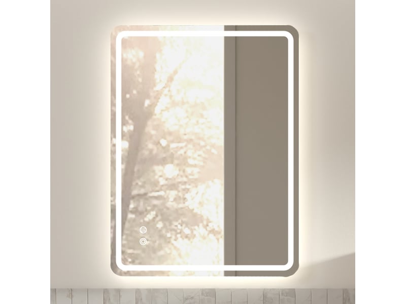  Miroir de salle de bain led 60 x 80 cm – argent – tactile, antibuée, dimmable, pose horizontaleverticale  - Conforama D