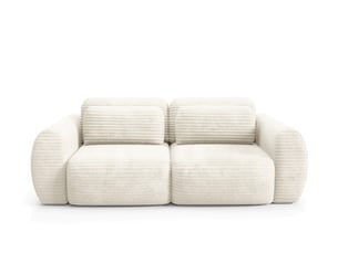 Canapé droit convertible   4 places Tissu beige avec coffre de rangement