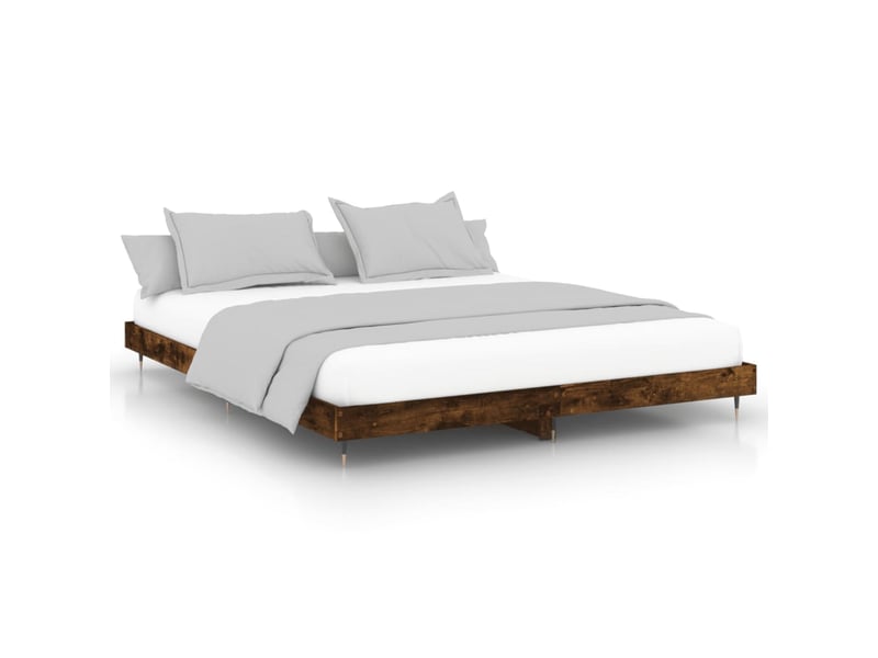  Lit double- lit adulte -  cadre de lit sans matelas chêne fumé 200x200 cm bois ingénierie  - Conforama A