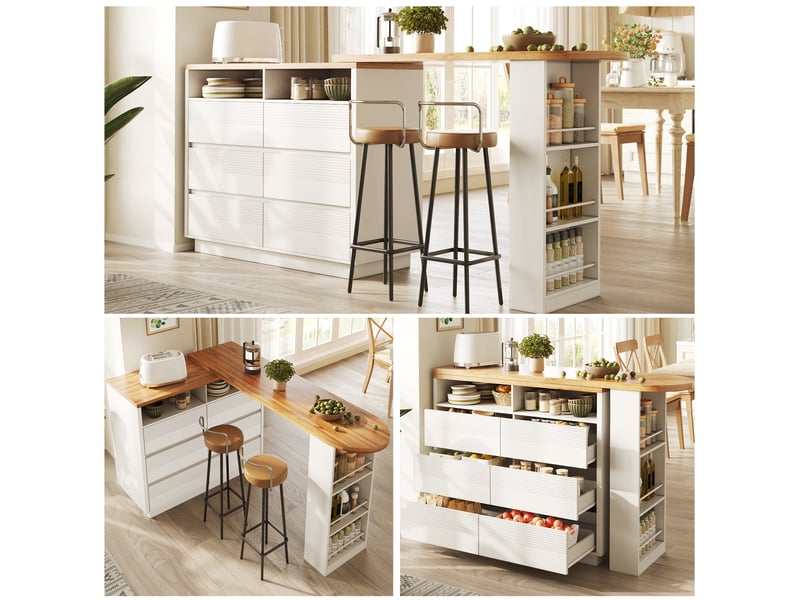  Table de bar blanc - 215 cm mdf  - Conforama B