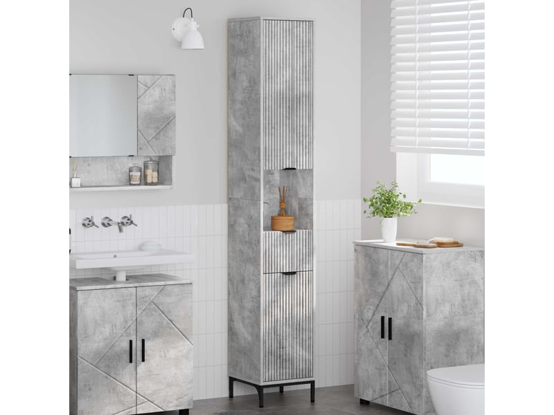  Cabinet de salle de bain, armoire salle de bain gris béton 31,5 x 33 x 190 cm cf65365  - Conforama B