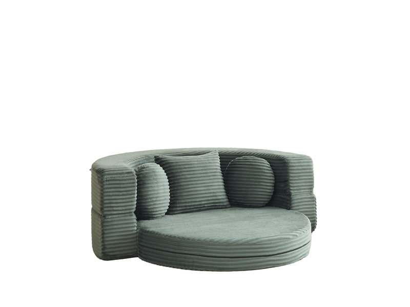  Canapé convertible 4 en 1 compressé, 180x92x84 cm en mousse confort  et velours côtelé couleur vert, simple  - Conforama A