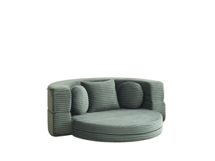 Canapé convertible 4 en 1 compressé, 180x92x84 cm en mousse confort et velours côtelé couleur vert, simple