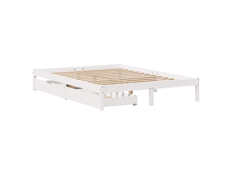  Lit double- lit adulte -  cadre de lit sans matelas blanc 150x200 cm bois de pin massif  - Conforama B