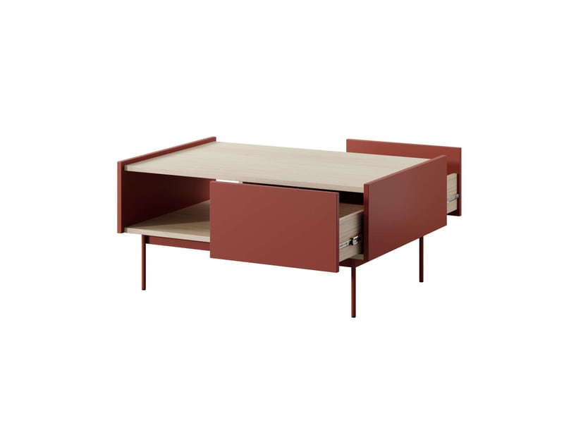  Table basse vivaro 2 tiroirs en bois - rouge brique VIVARO - Conforama D