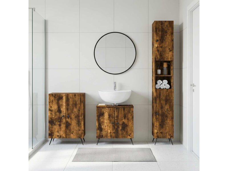  Ensemble de meuble de salle de bain 3 pièces breda chêne fumé cf63345  - Conforama B