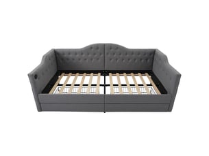 Lit avec rangement 90x190 cm PHOEBE CAT coloris gris