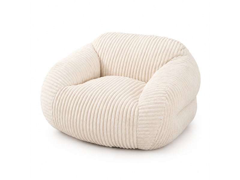  Fauteuil poire pour adulte modenvie en velours côtelé beige, mousse haute densité, 116 x 110 x 61 cm  - Conforama A