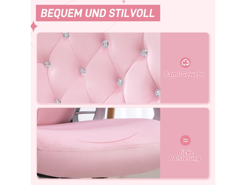  Chaise de bureau ergonomique,61x61x104-114 cm,avec bascule,polyester,rose  - Conforama E
