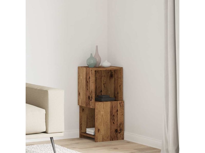  Meuble d'angle, meuble de rangement salon 30,5x30x65cm bois d'ingénierie bois ancien  - Conforama B