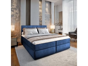Lit avec rangement 160x200 cm <strong>MASSENO</strong>  <strong></strong> coloris bleu