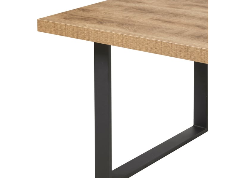  Table 170cm aspect chêne naturel piètement u métal poudré noir - carvik CARVIK - Conforama E