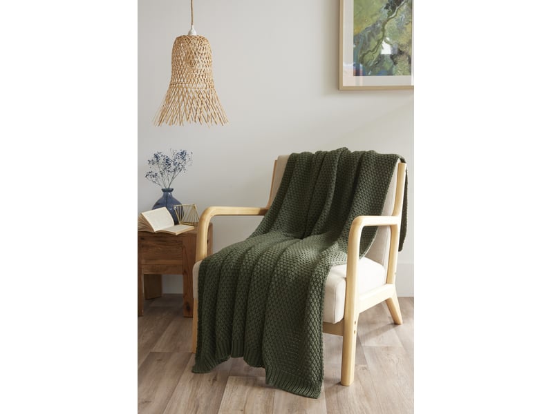  Plaid 125 x 150 cm polyester tricot uni olympia kaki 15697 - Conforama B