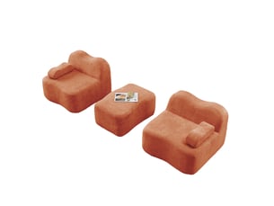 Canapé d’angle modulable 2 places avec ottomane orange en velours