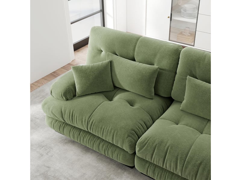  Canapé modulable 4 places en tissu chenille vert W3325S00229 - Conforama E