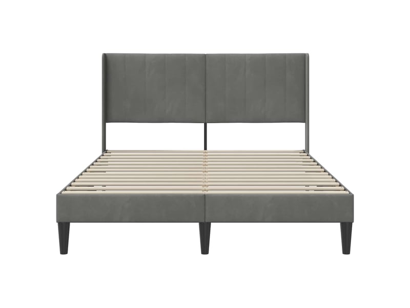 Lit double- lit adulte - cadre de lit avec tête de lit gris foncé 140 x 190 cm velours - Conforama C