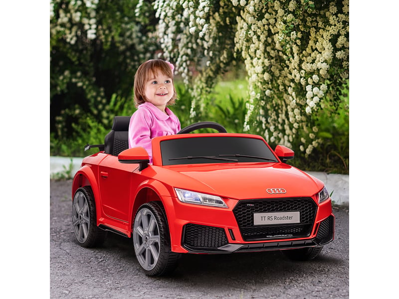  Voiture électrique enfant 12v, télécommande 2,4 ghz, 2 moteurs, klaxon, led, usbmp3, marche arrière, 3-5 ans, rouge.  - Conforama C