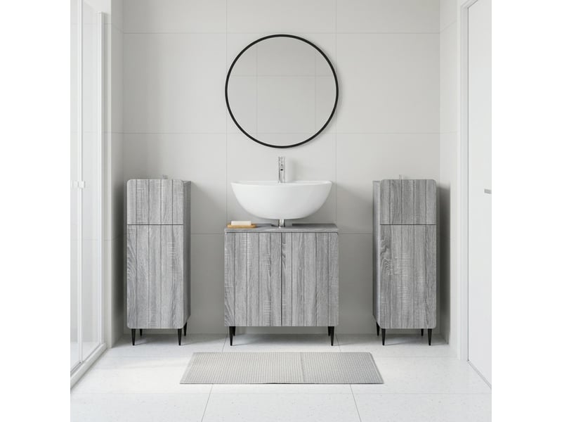 Ensemble de meuble de salle de bain 3 pièces zwolle sonoma gris cf63555 - Conforama B